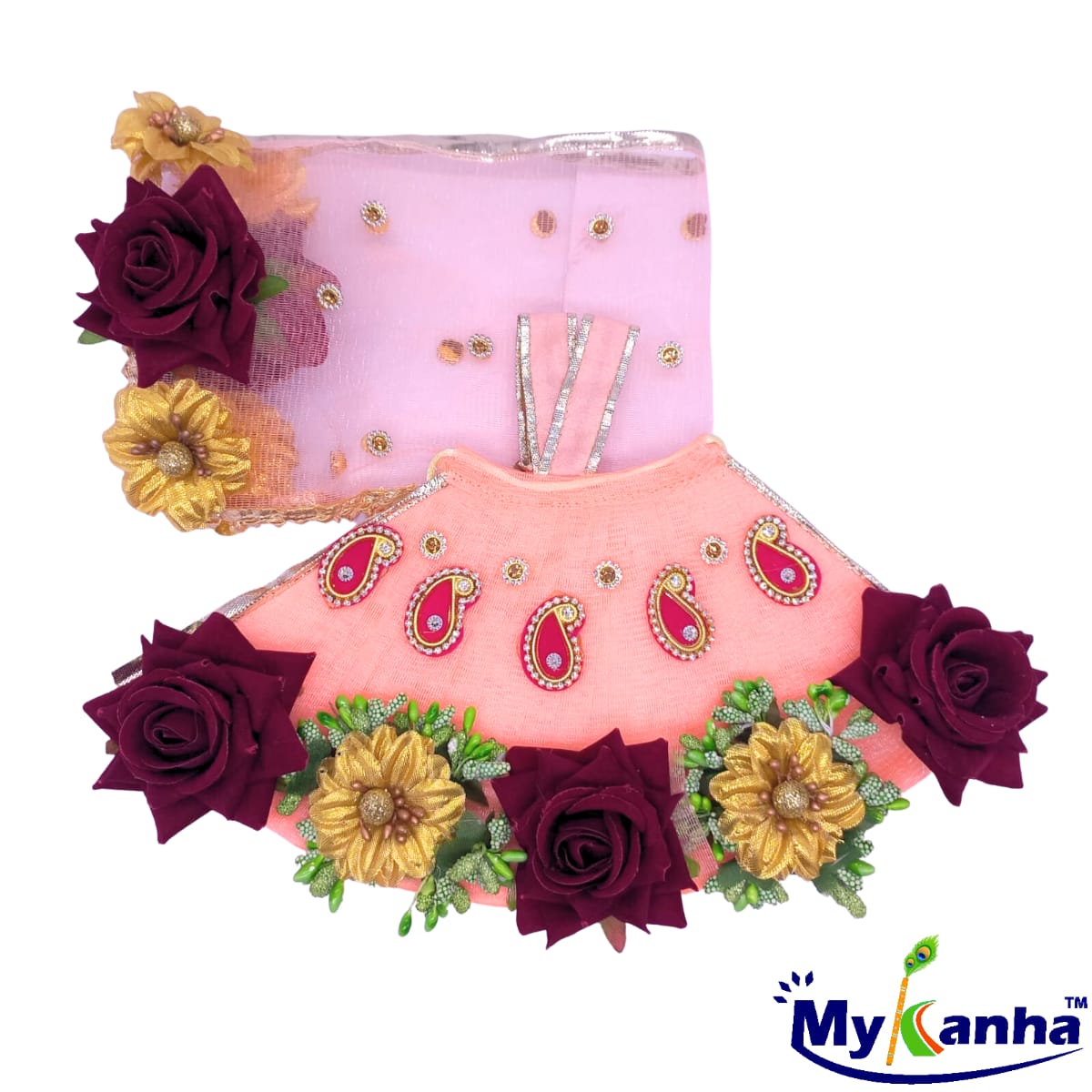 Mata Rani Lehenga patka flower decorated