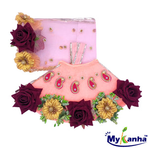 Mata Rani Lehenga patka flower decorated