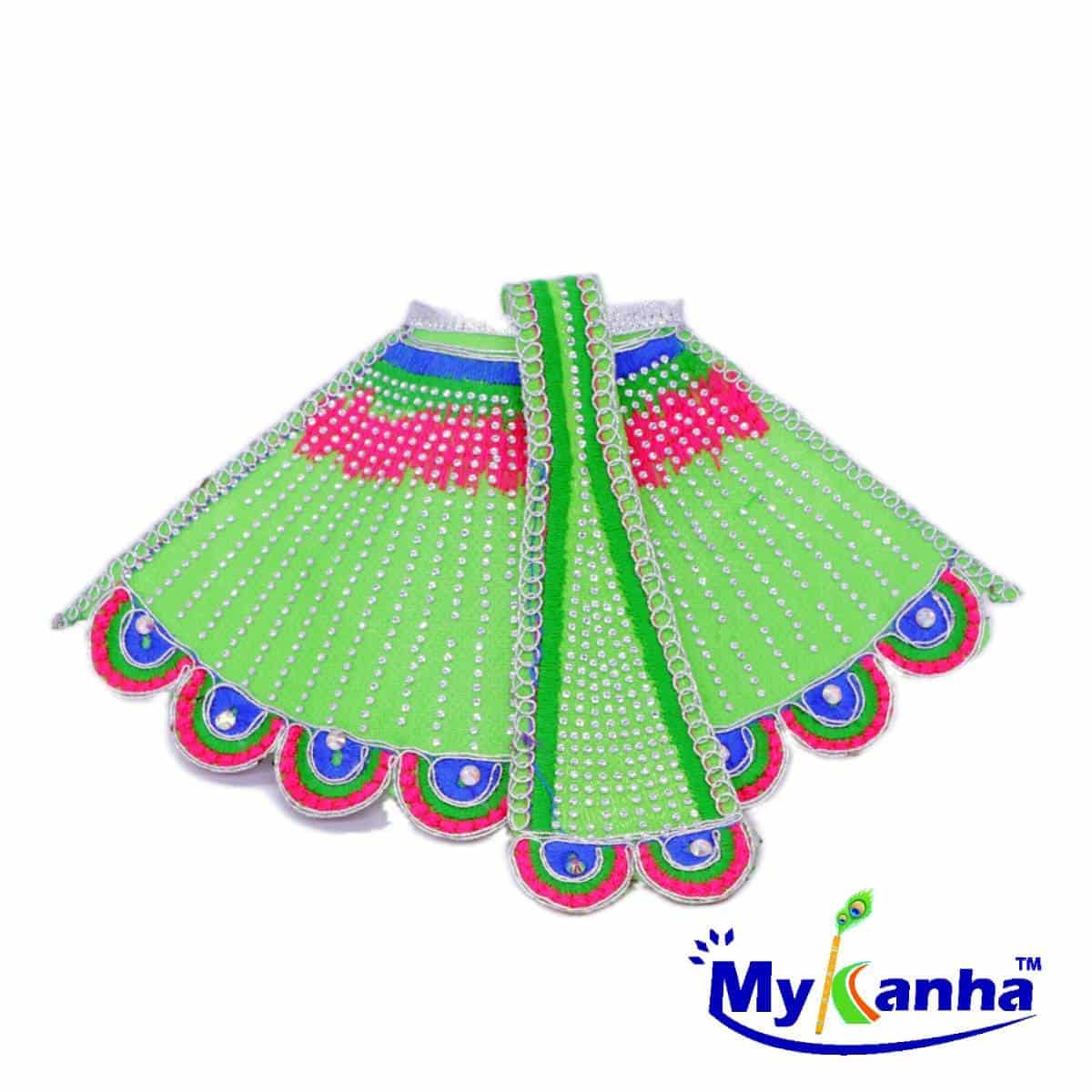 Mata Rani Green Lehenga Patka