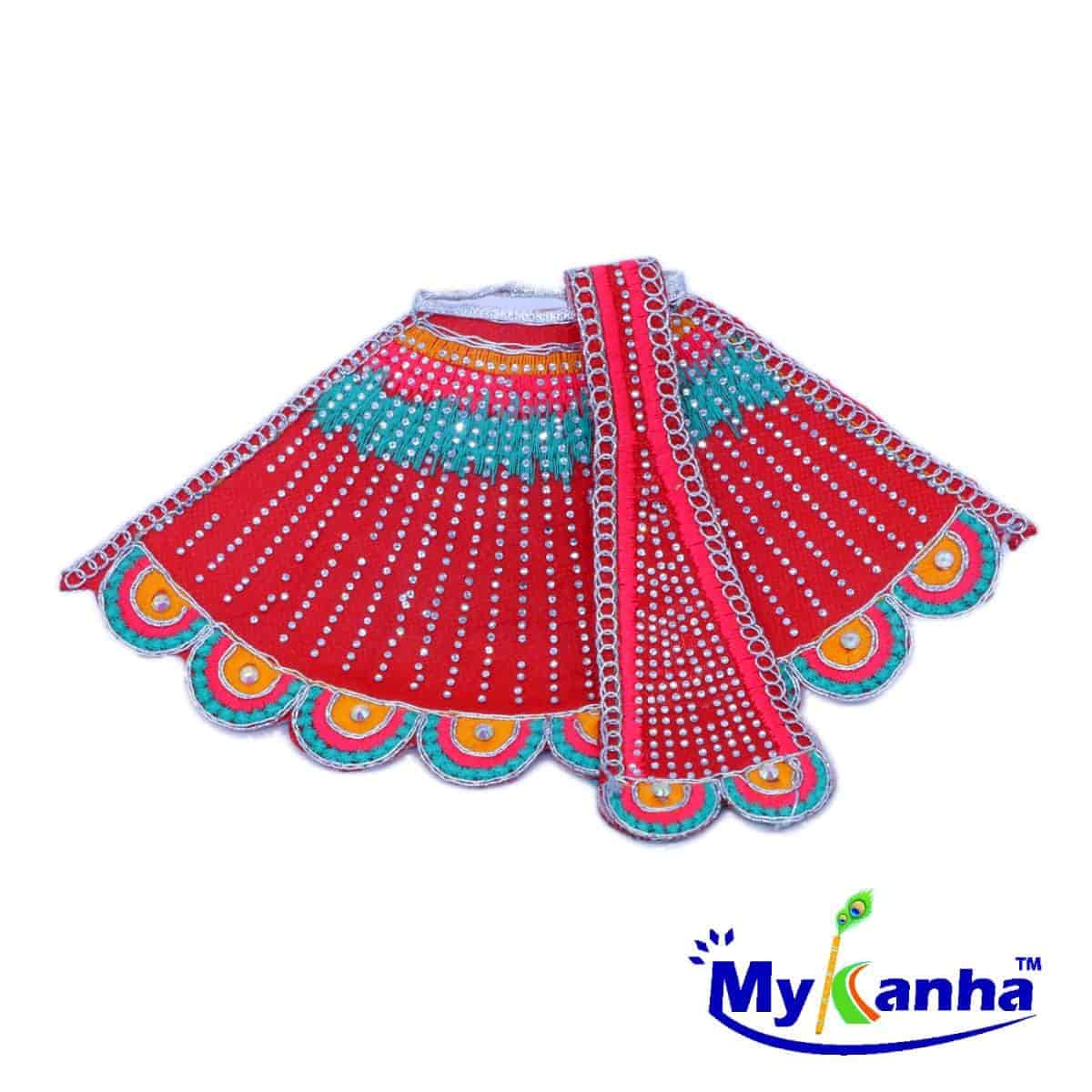 Mata Rani Red Lehenga Patka