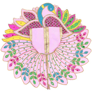 Moti Decorated Peacock Design Pink Dress For Laddu Gopal