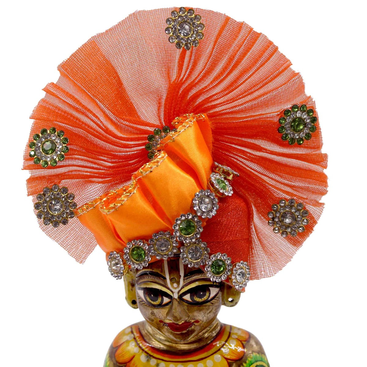 Stone Decorated Orange Pagdi For Laddu Gopal