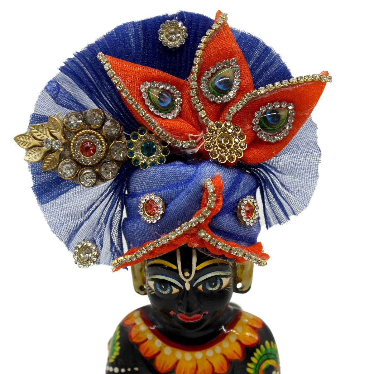 Blue Stone Printed Pagdi For Laddu Gopal