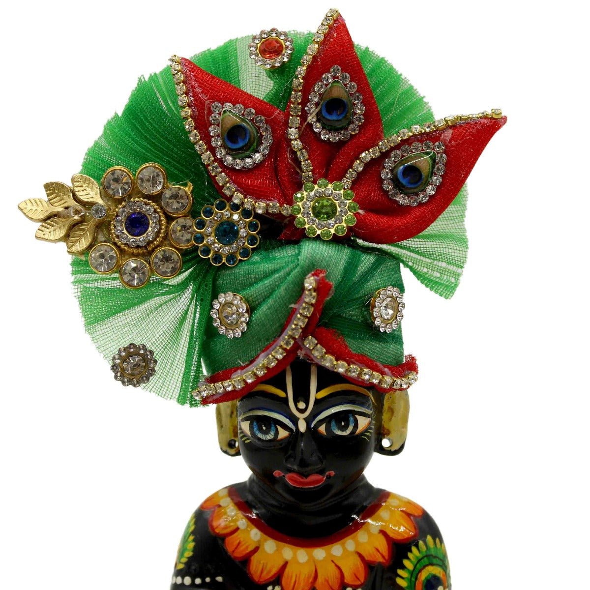 Green Leaf Stone Printed Pagdi For Laddu Gopal