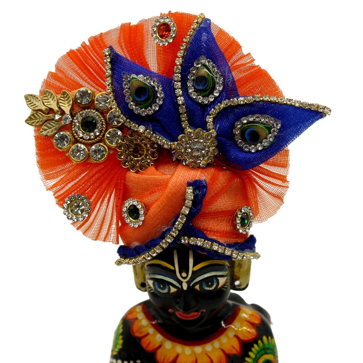 Orange Leaf Stone Printed Pagdi For Laddu Gopal