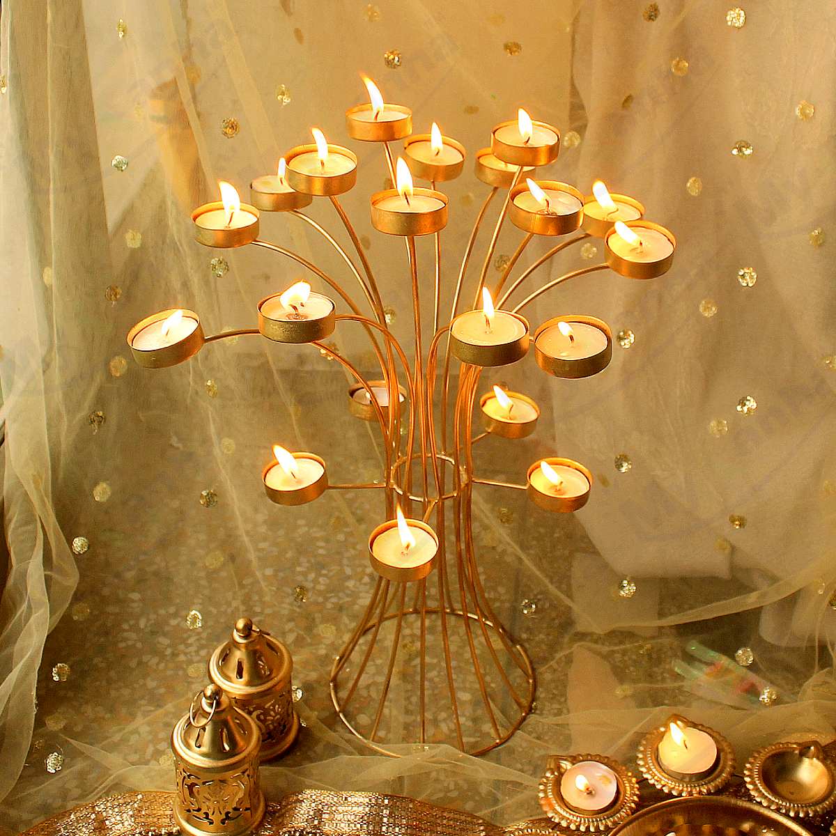 Stylish Handcrafted leaf Diya T-Light holder (20 Leafs)