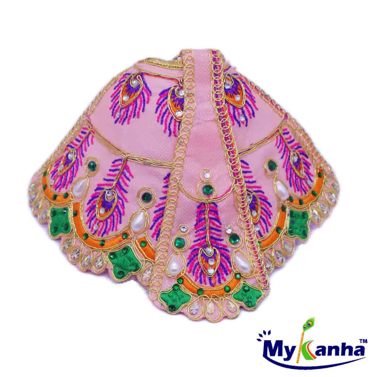 Pink Feather Design Lehnga Patka Dress for Mata Rani