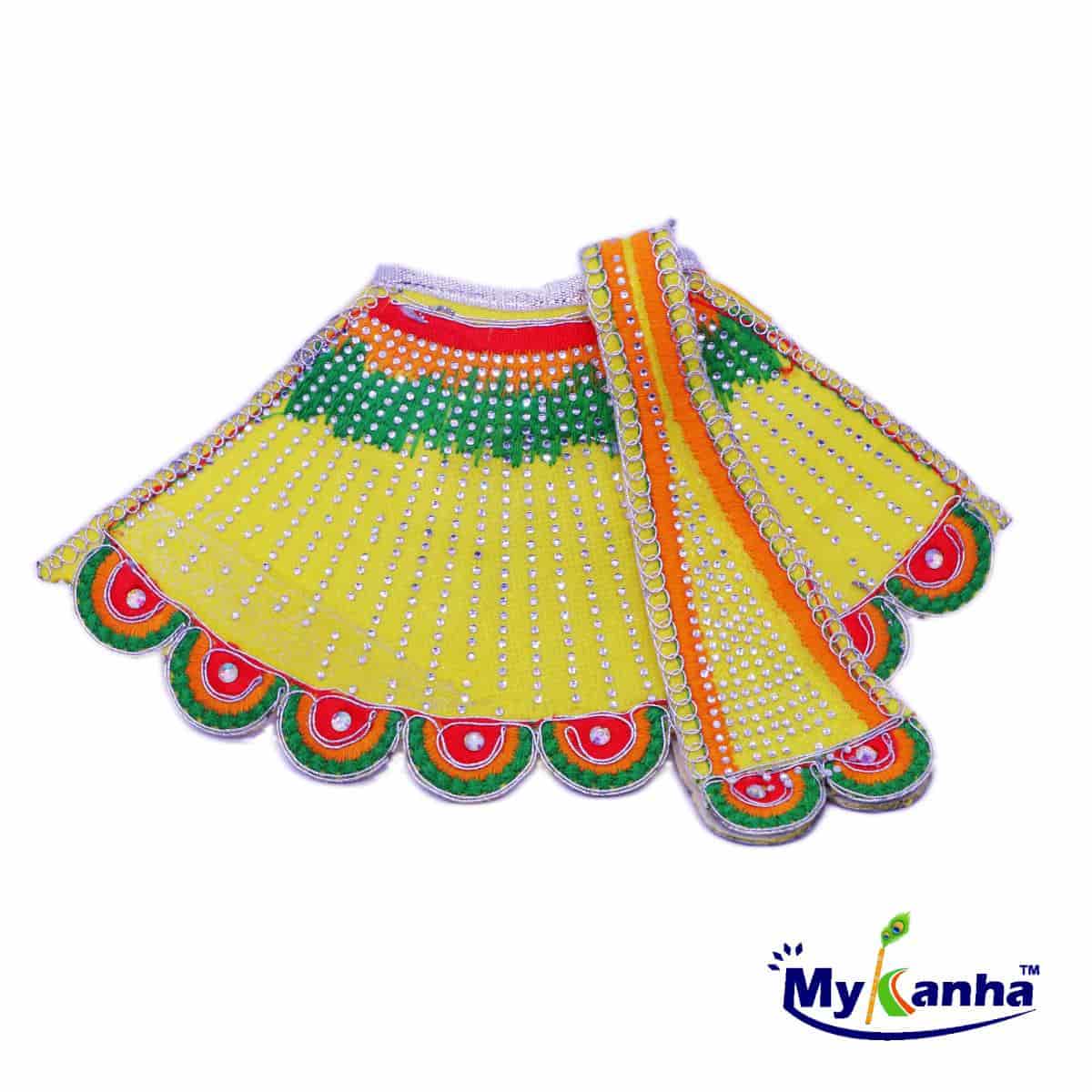 Heavy Decorated Lehenga Patka Dress for Mata Rani ( Yellow )