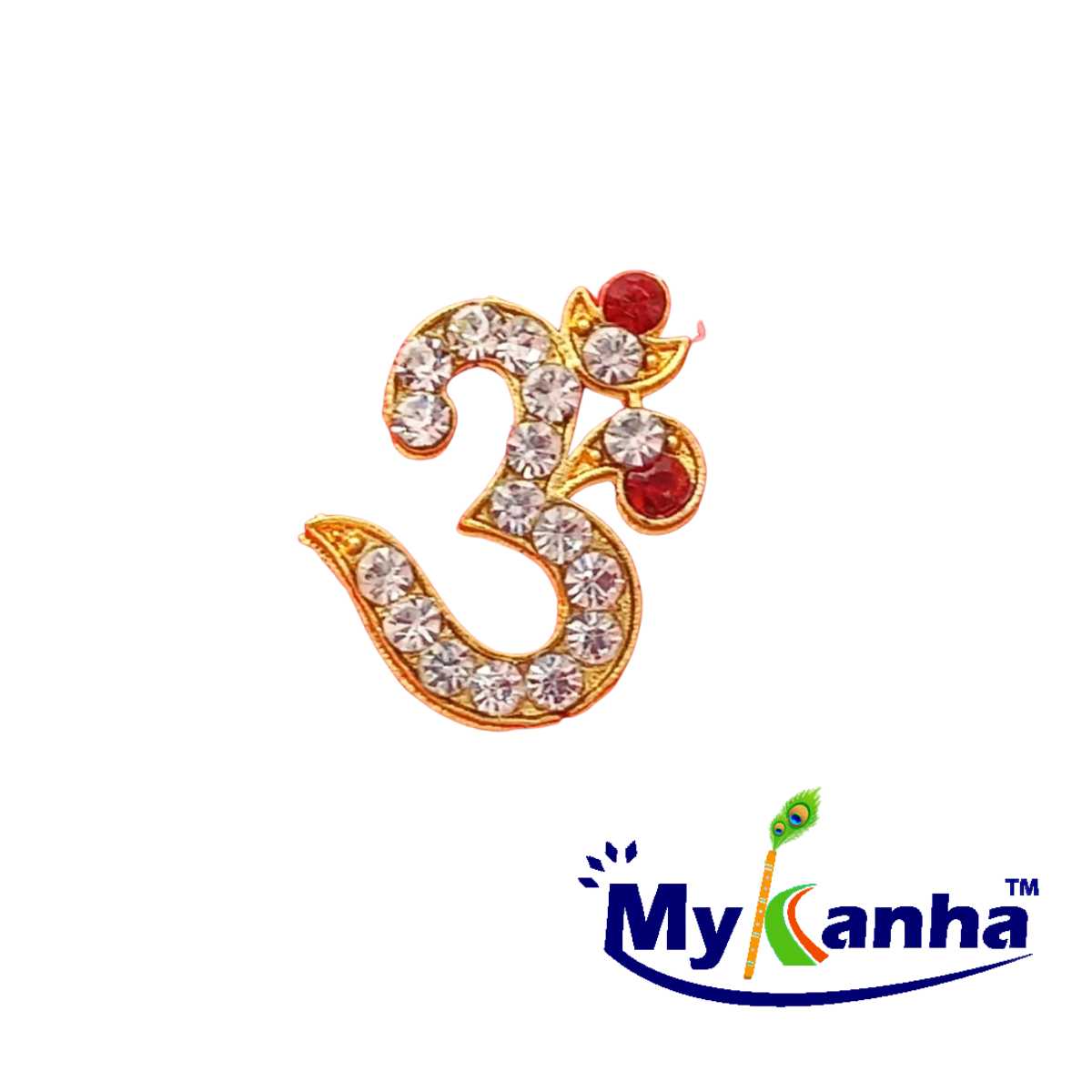 Red & White stone Om design tilak