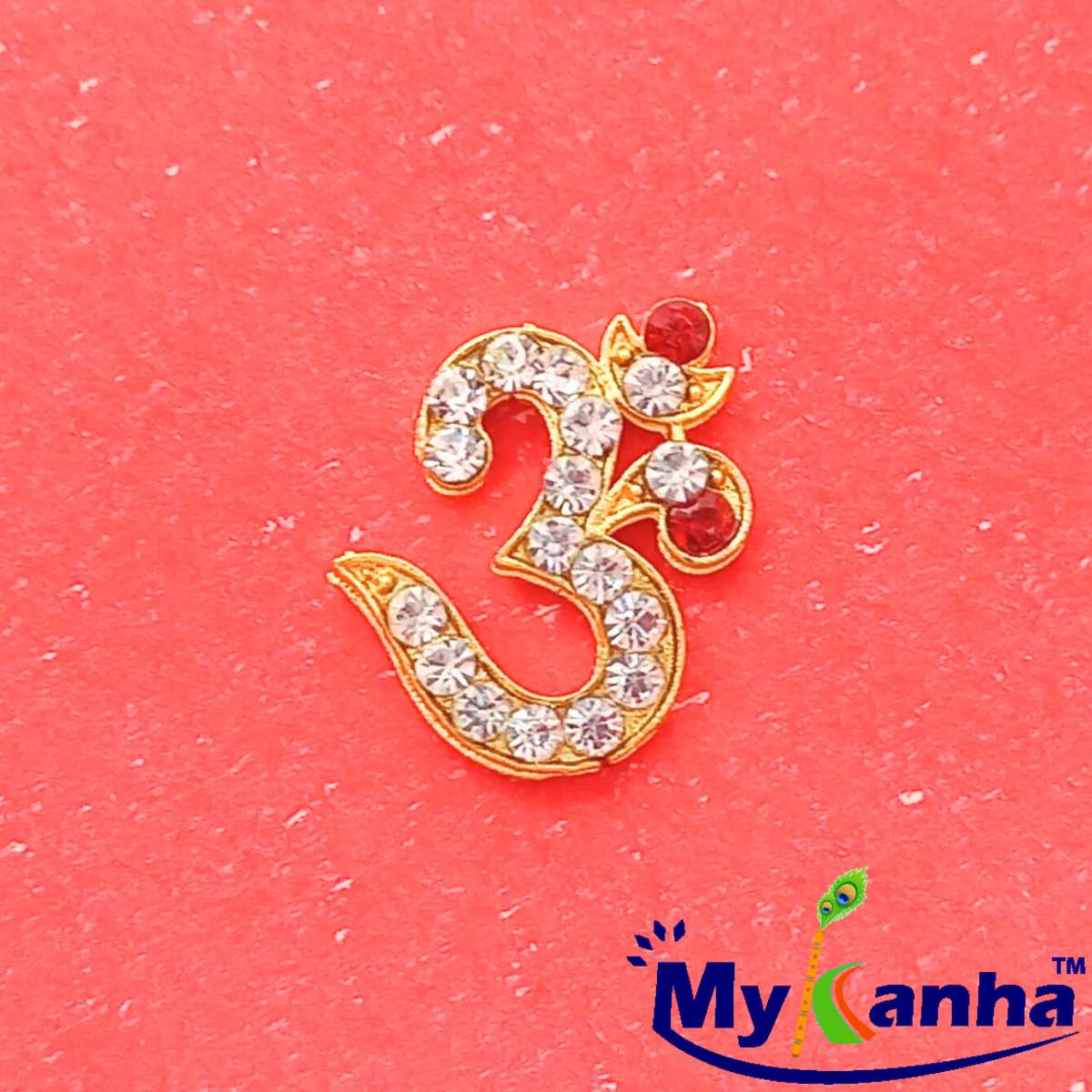 Red & White stone Om design tilak