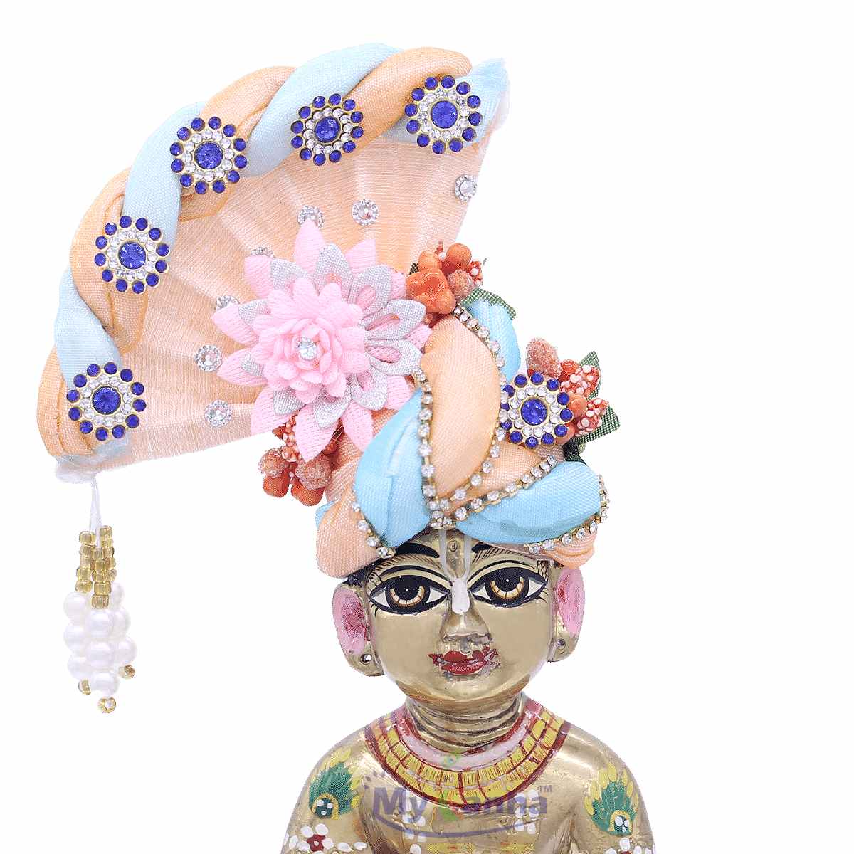 Peach decorated and Designer pagdi for Laddu Gopal JI