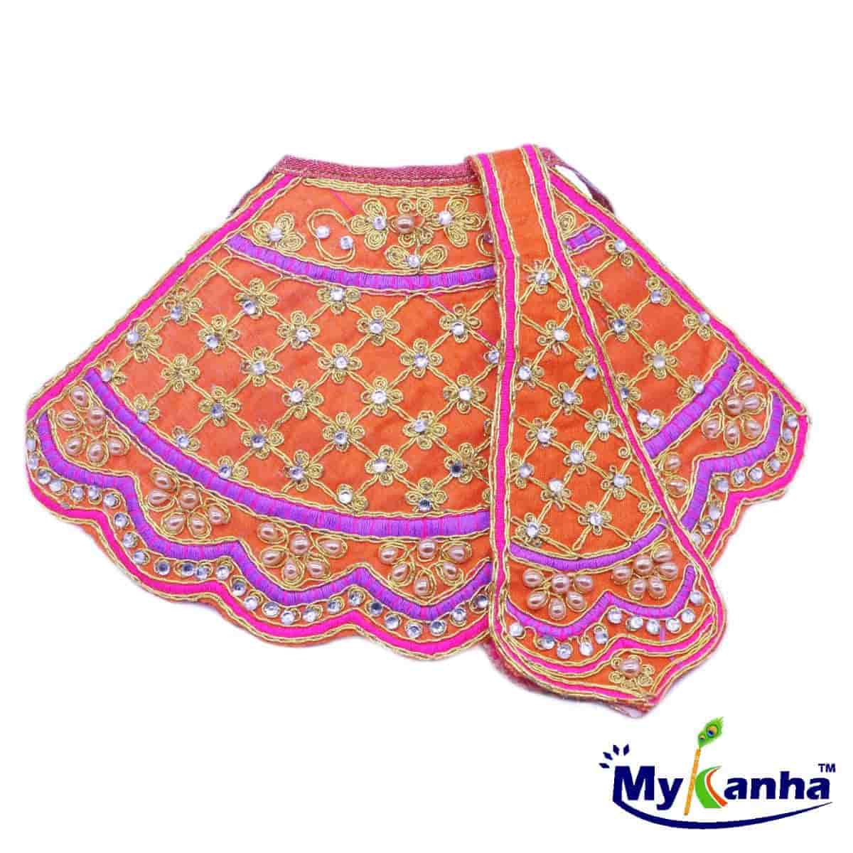 Orange Decorated Lehenga Patka for Mata rani