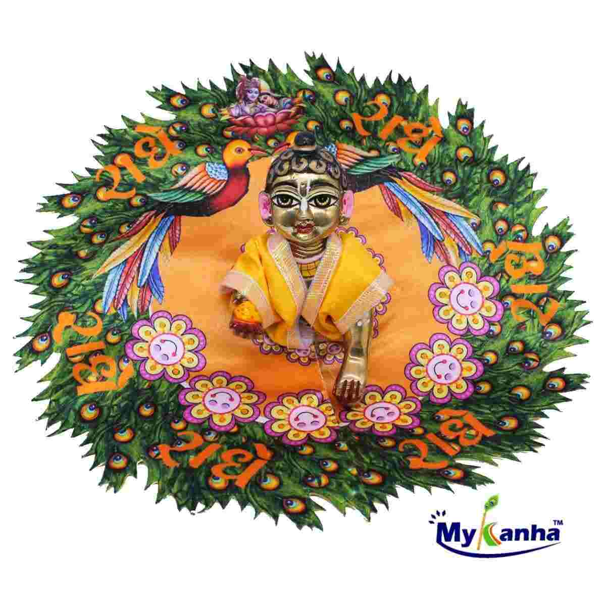 Radhey Radhey Orange Designer Dress for Laddu Gopal ji