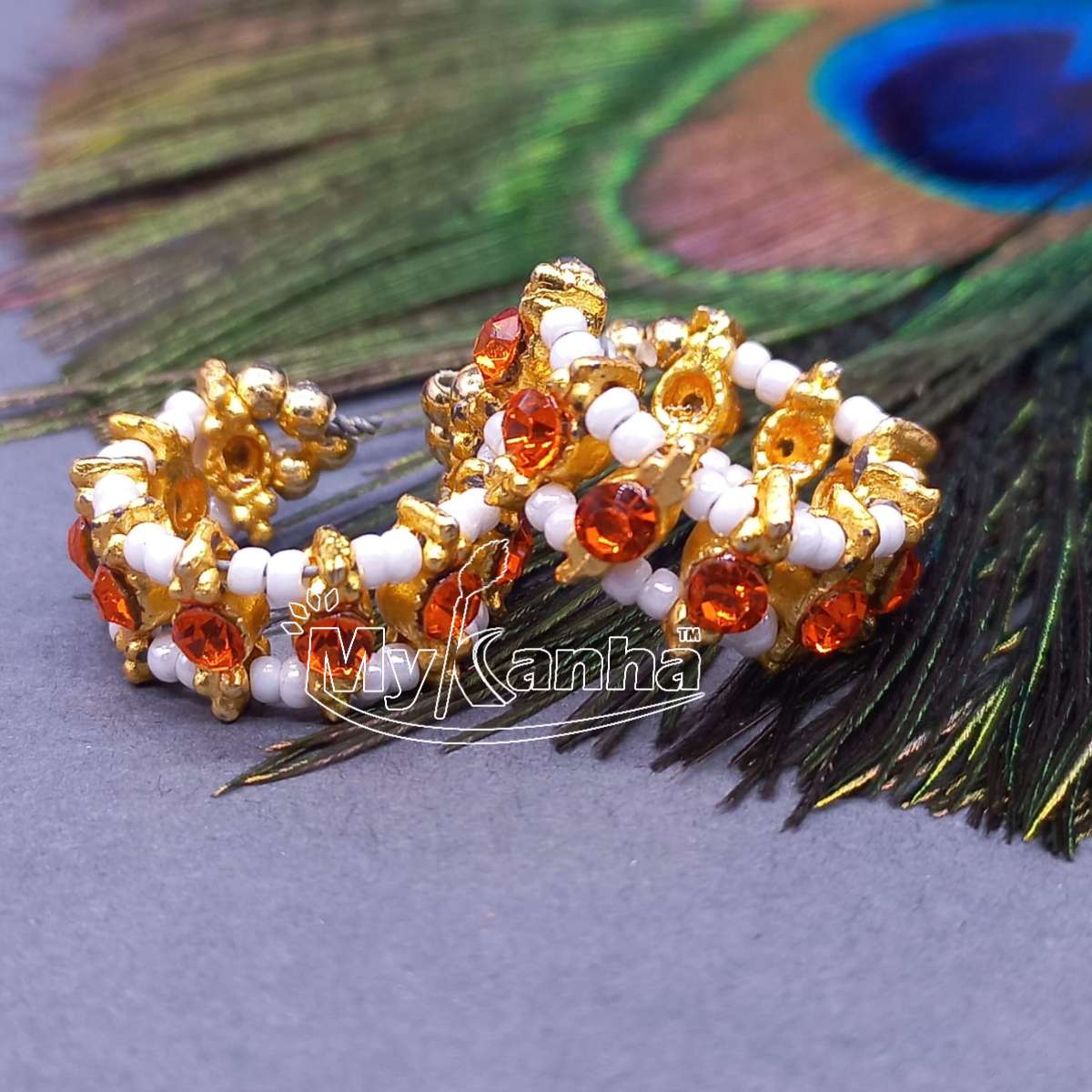 Moti and orange stone decorated Kangan for Idols