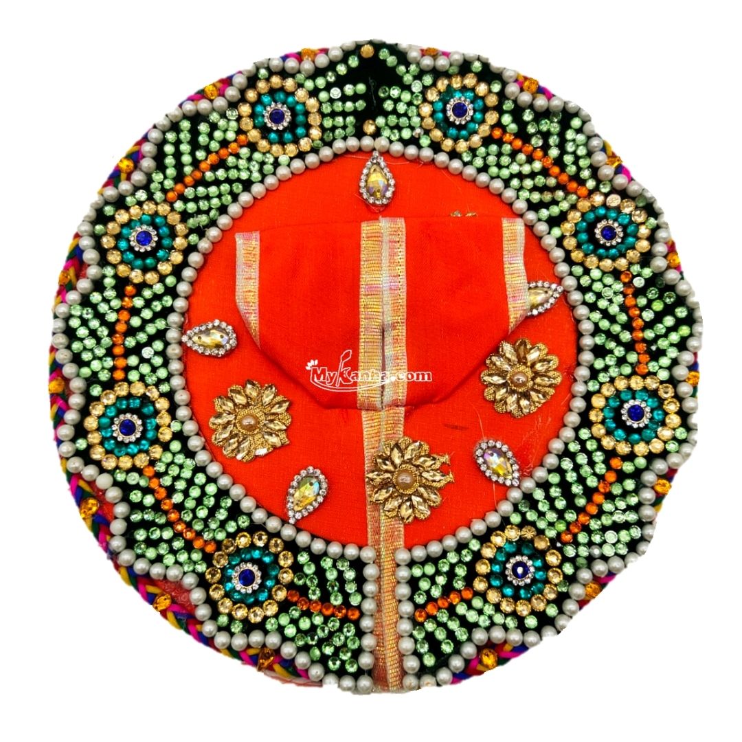 Decorative Heavy Work Special Orange Dress for Bal Gopal