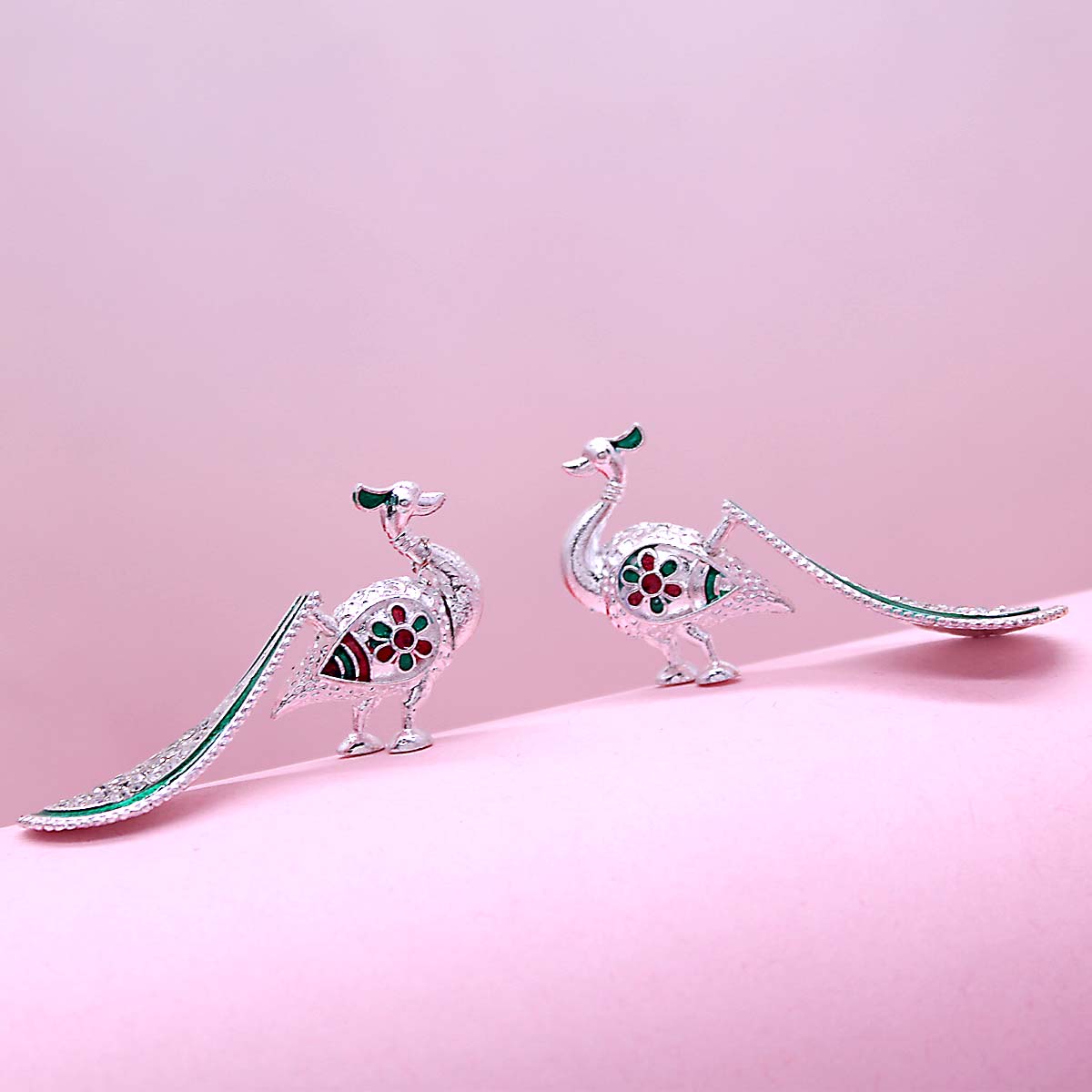 Silver Peacock Toys - 1 Pair
