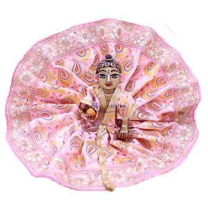 Feather printed and heavy lace decorated dress for Gopal Ji