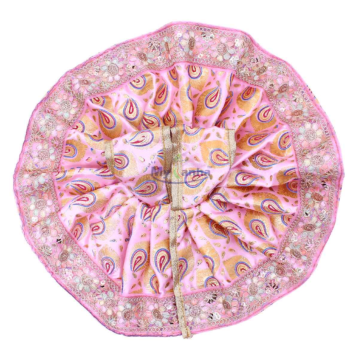 Feather printed and heavy lace decorated dress for Gopal Ji