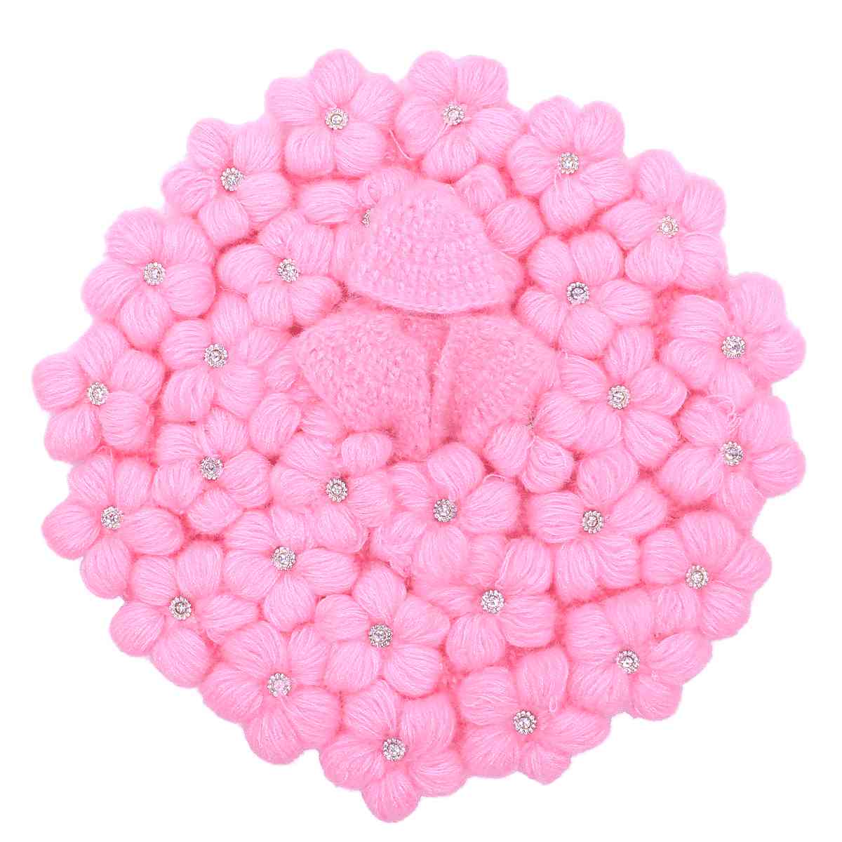 Pink Woollen flower decorated winter Dress for Laddu Gopal Ji