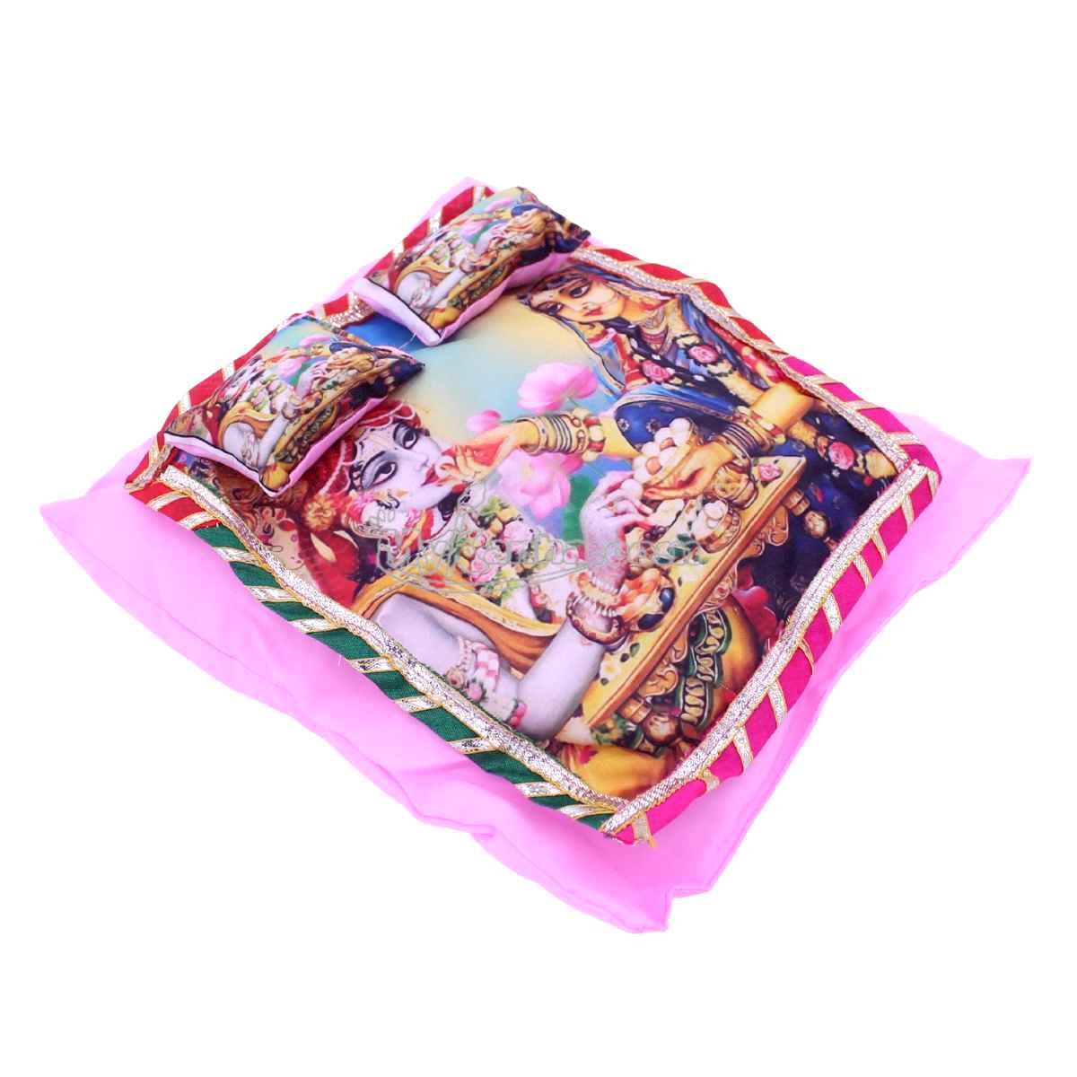 Soft and fluffy printed Gadda with pillow for Laddu Gopal ji