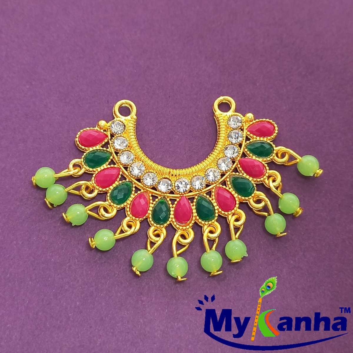 Pink & Green stone decorated Kanthmala for Idols