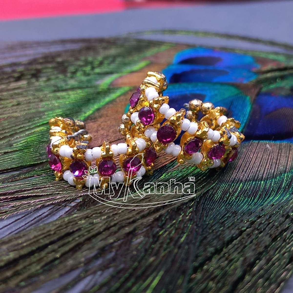 Moti and Pink stone decorated Kangan for Idols