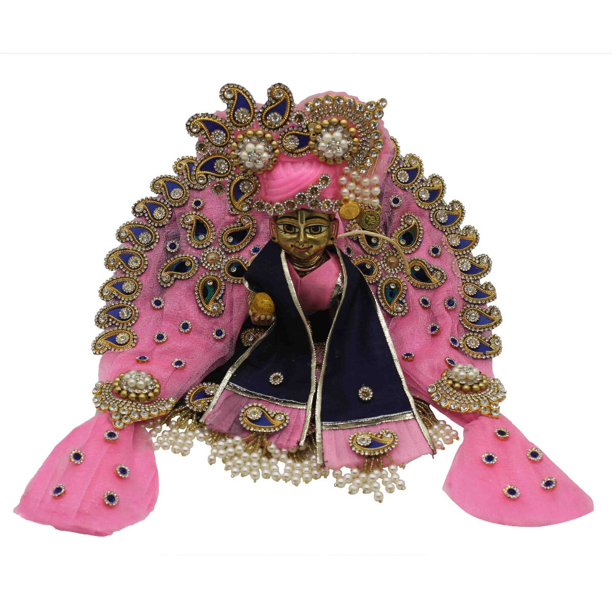 Doli Style Heavy Net Base Pink Dress For Kanha Ji