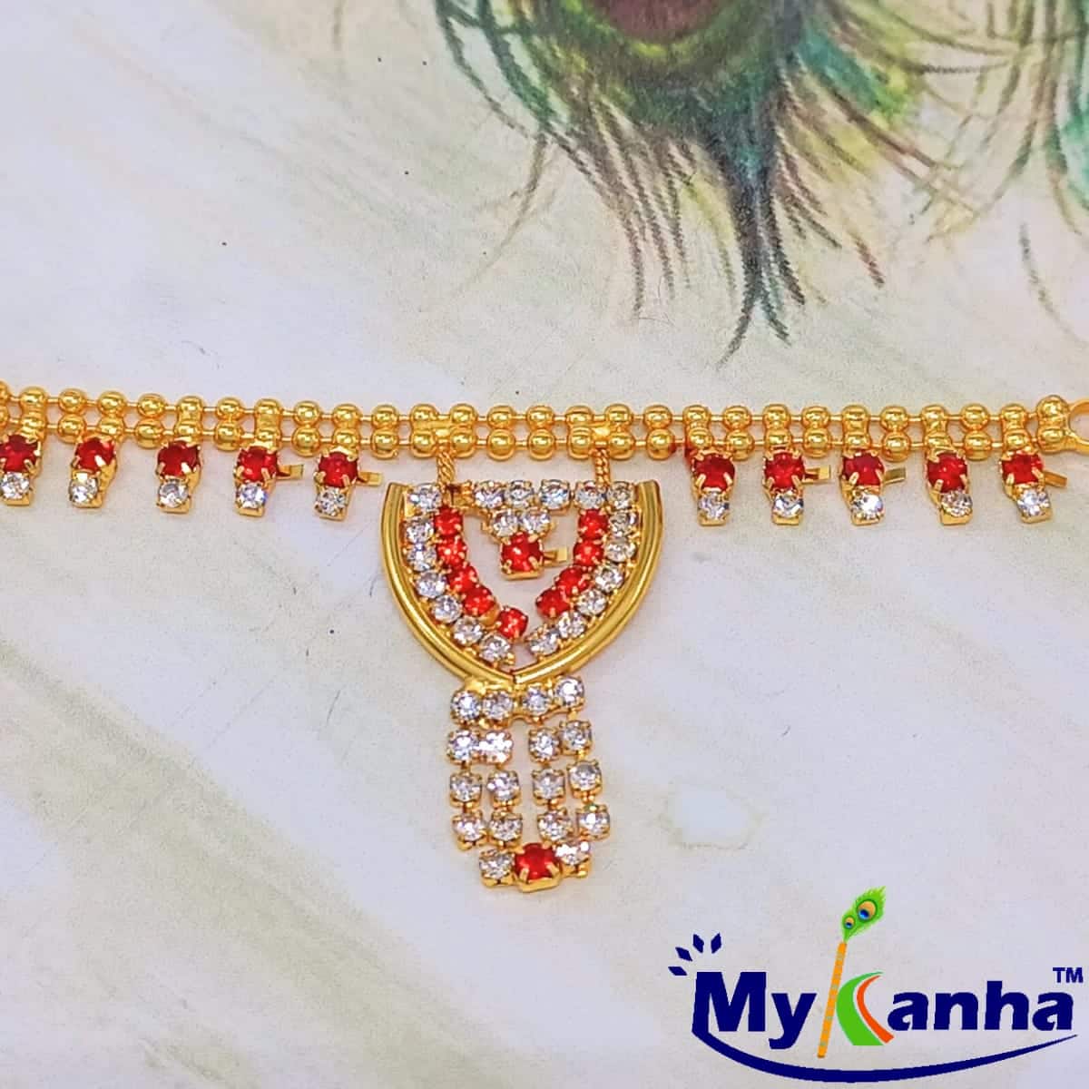 Leaf design Kamarband for idols (Red)