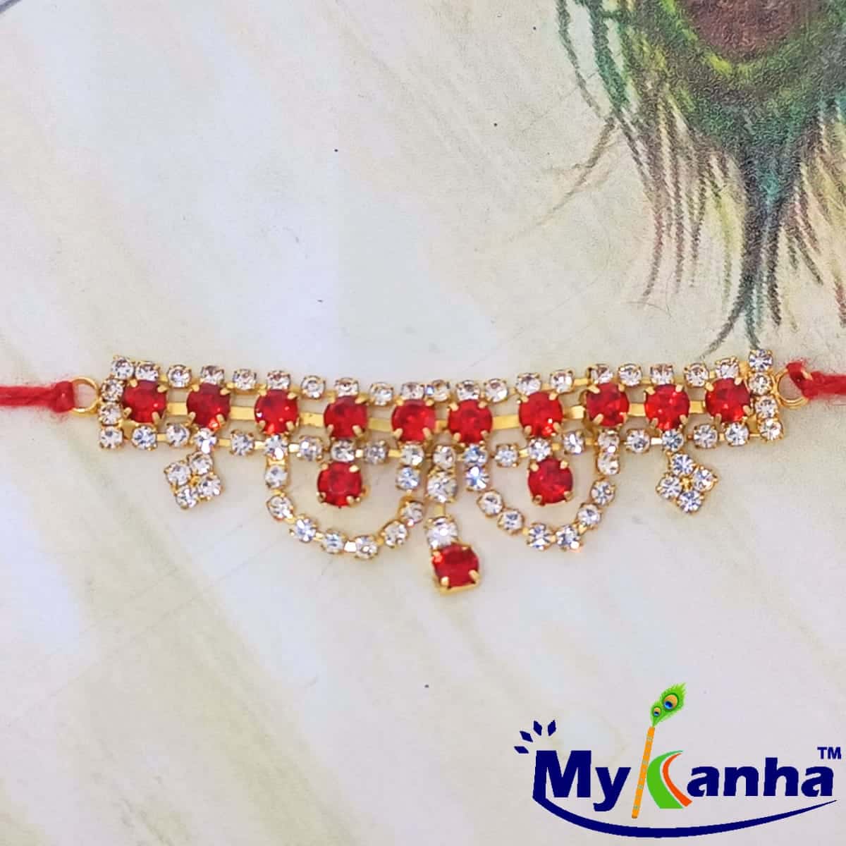 Red Stone decorated Kamarband for idols