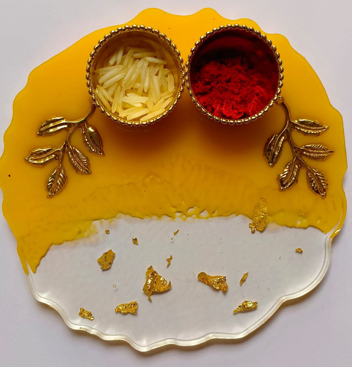 Resin Decorated Pooja / Tilak Thali (4.5 Inches)