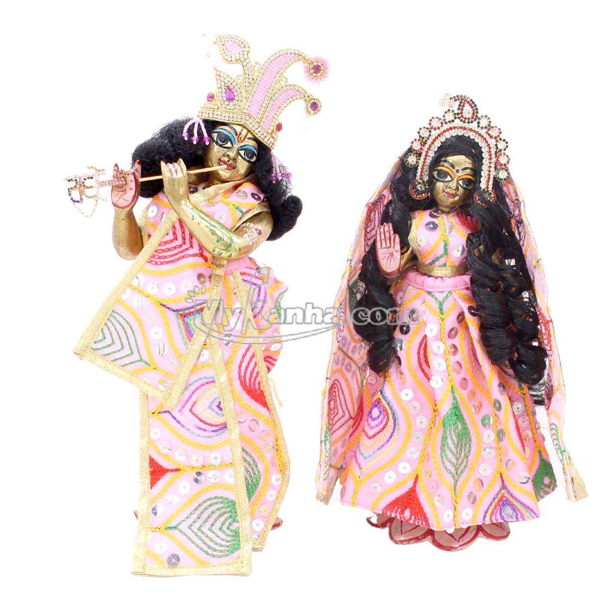 Embroidery design pink Radha Krishna dress