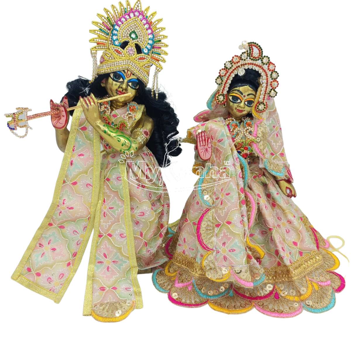 Buy Heavy multicolor decorated Radha Krishna Dress at best price MyKanha.com Buy Heavy multicolor decorated Radha Krishna Dress at best price MyKanha.com