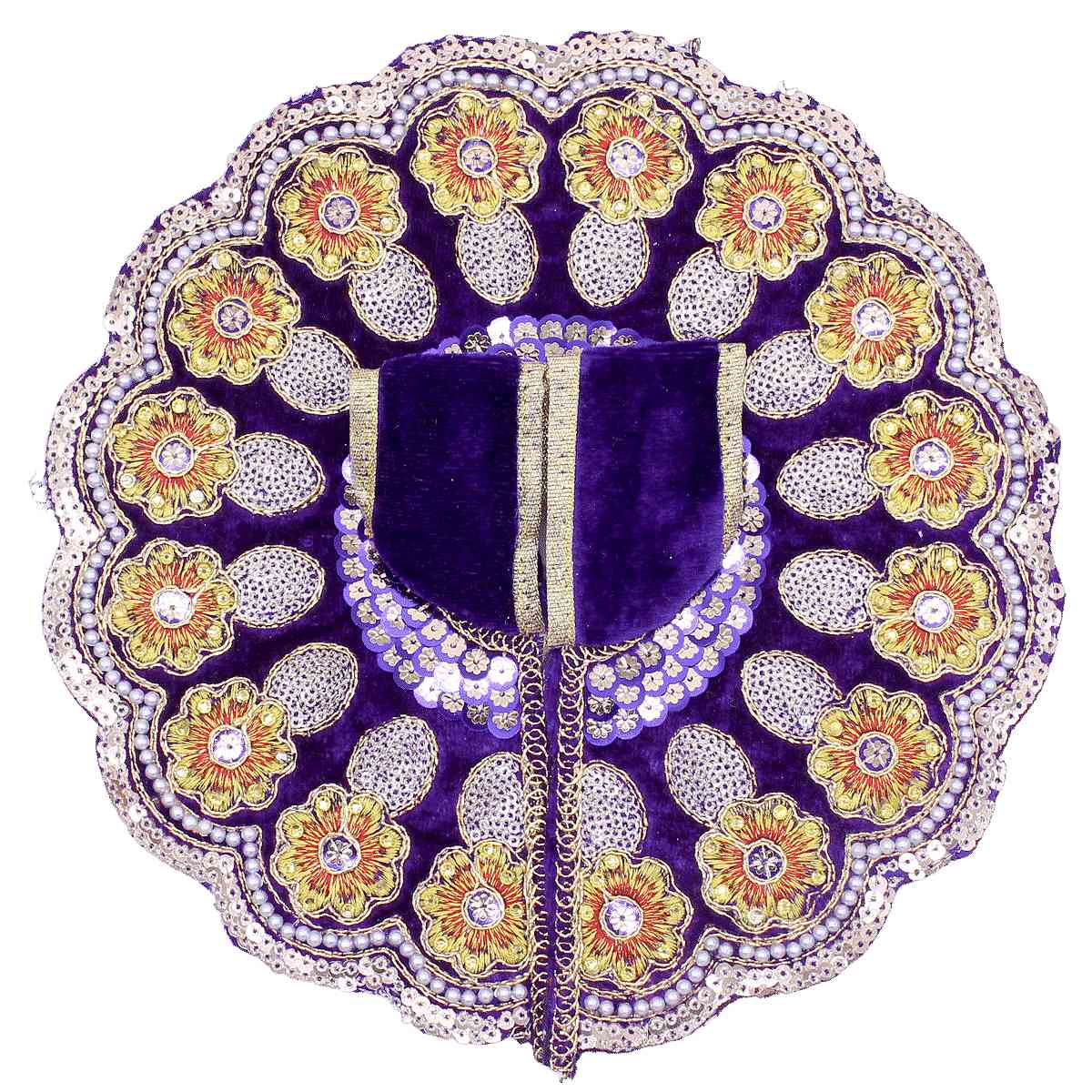 heavy flower decorated laddu gopal ji velvet dress ( Blue )