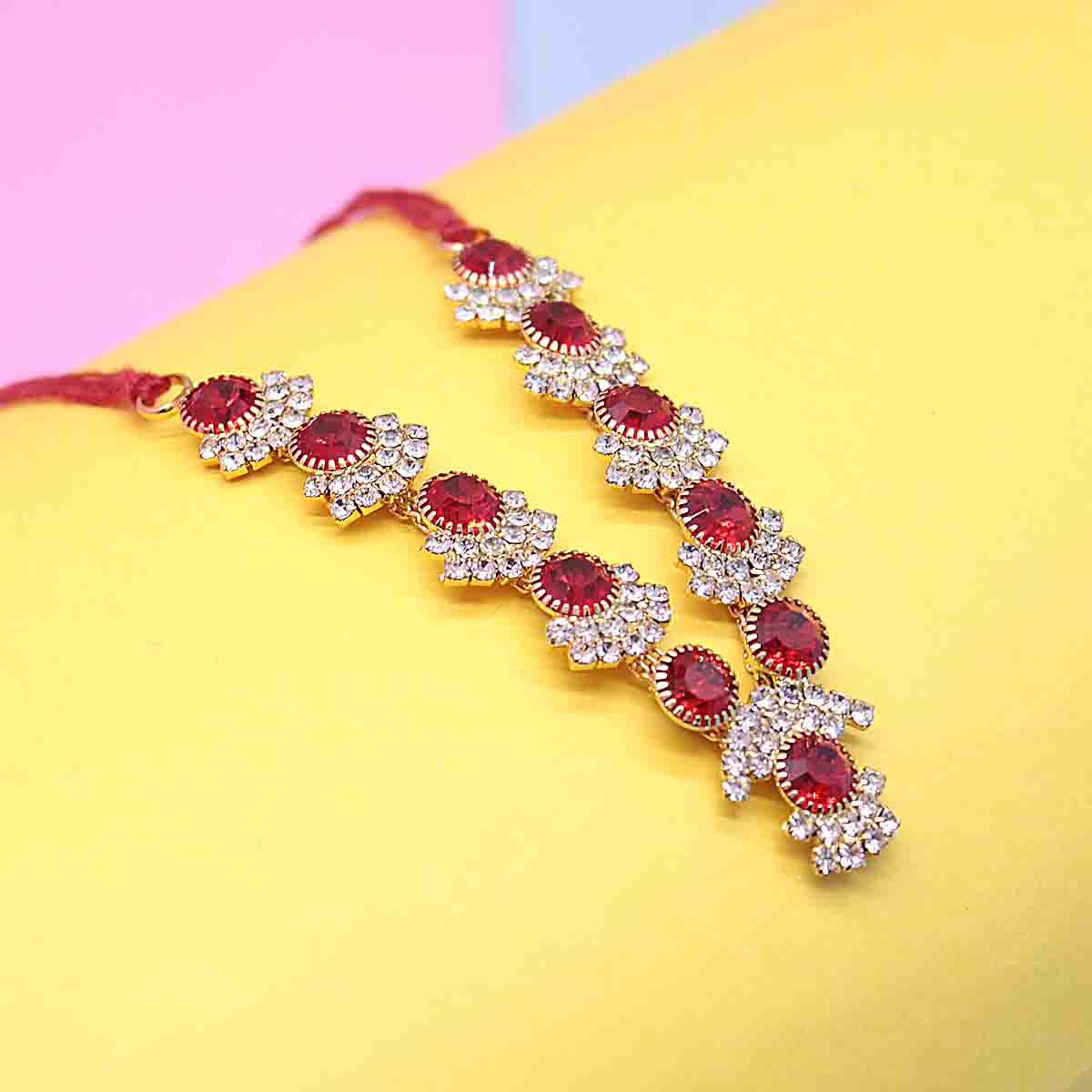 Red Stone Decorated haar For Idols