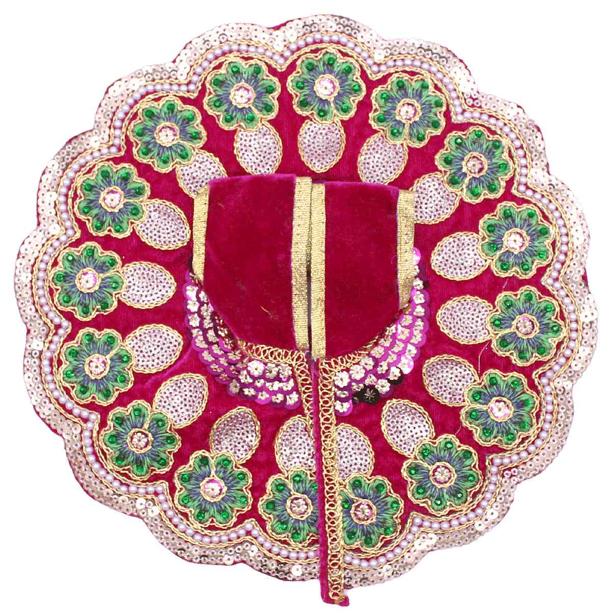 heavy flower decorated laddu gopal ji velvet dress ( pink )