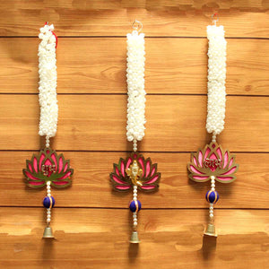 Flower decorated Shubh Labh and Ganesha hanging for decoration