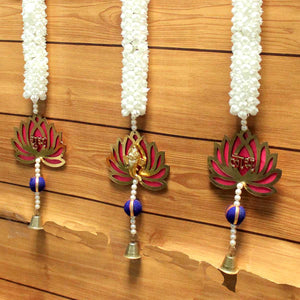 Flower decorated Shubh Labh and Ganesha hanging for decoration