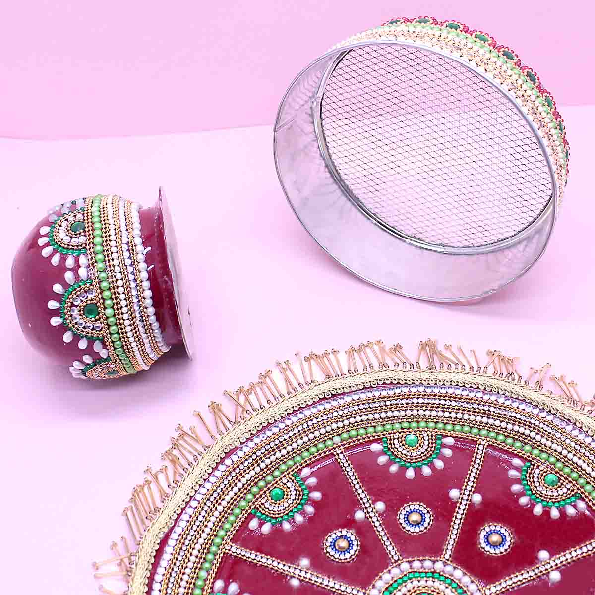 Decorated Karwachauth Thali set