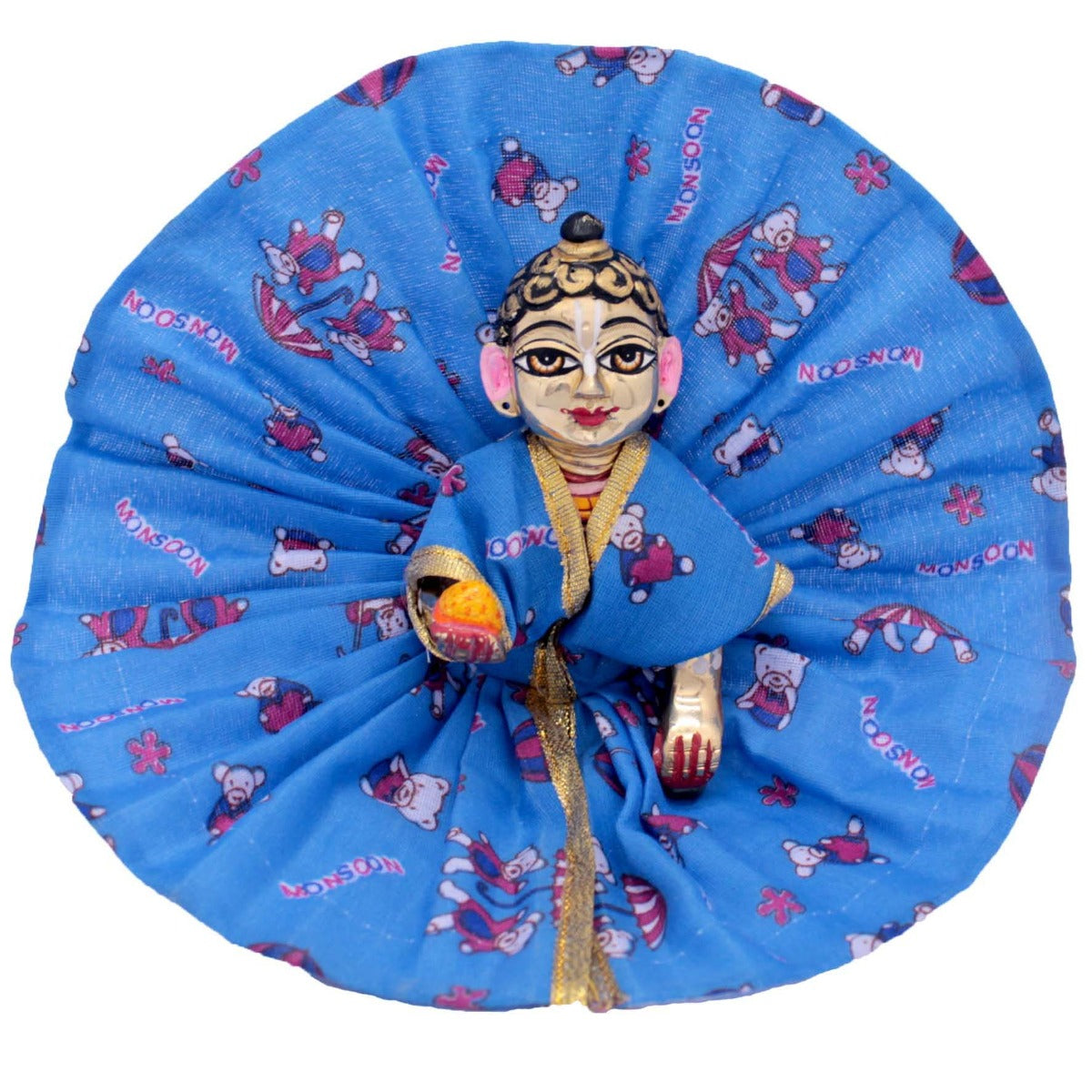 Toy Printed Blue Cotton Dresses Laddu Gopal