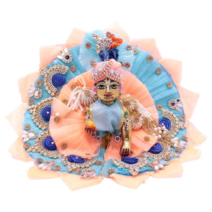 Designer Laddu Gopal Dress in Sky Blue & Orange color (Full Set)