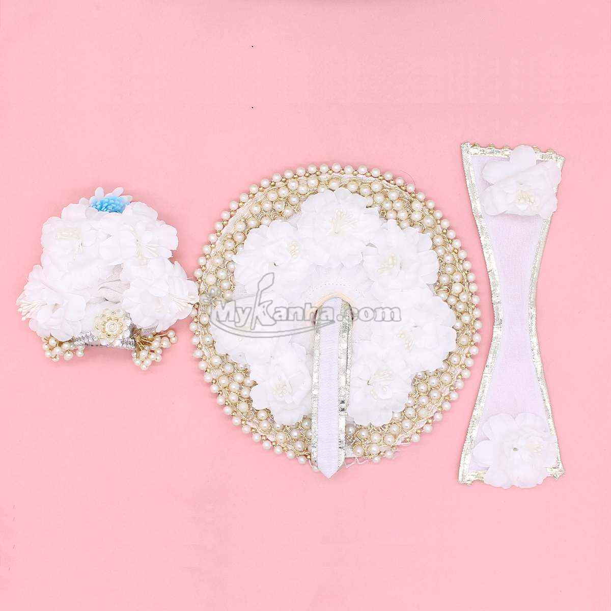 White flower decorated festive dress for Laddu Gopal Ji