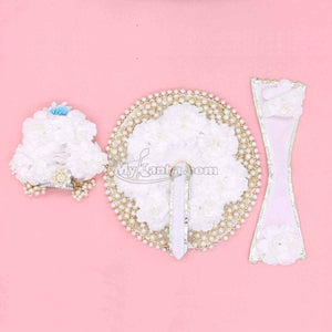 White flower decorated festive dress for Laddu Gopal Ji