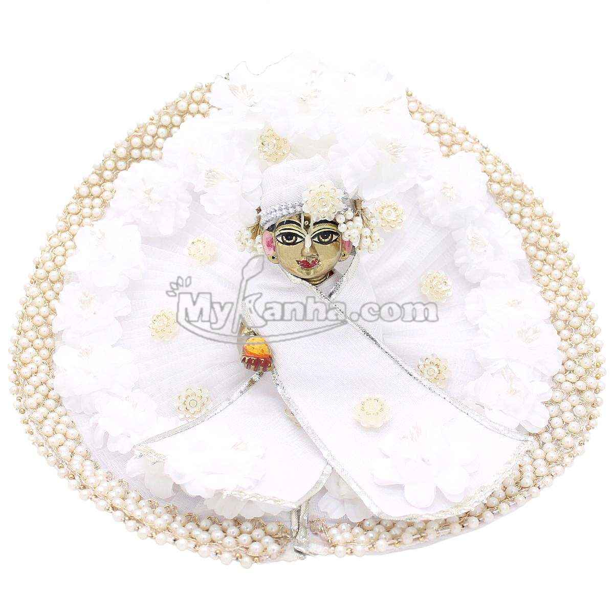 White flower decorated festive dress for Laddu Gopal Ji