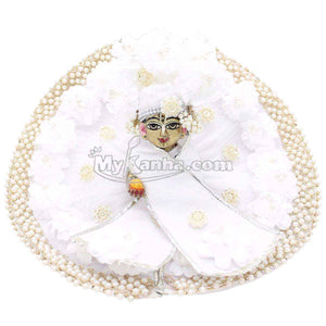 White flower decorated festive dress for Laddu Gopal Ji