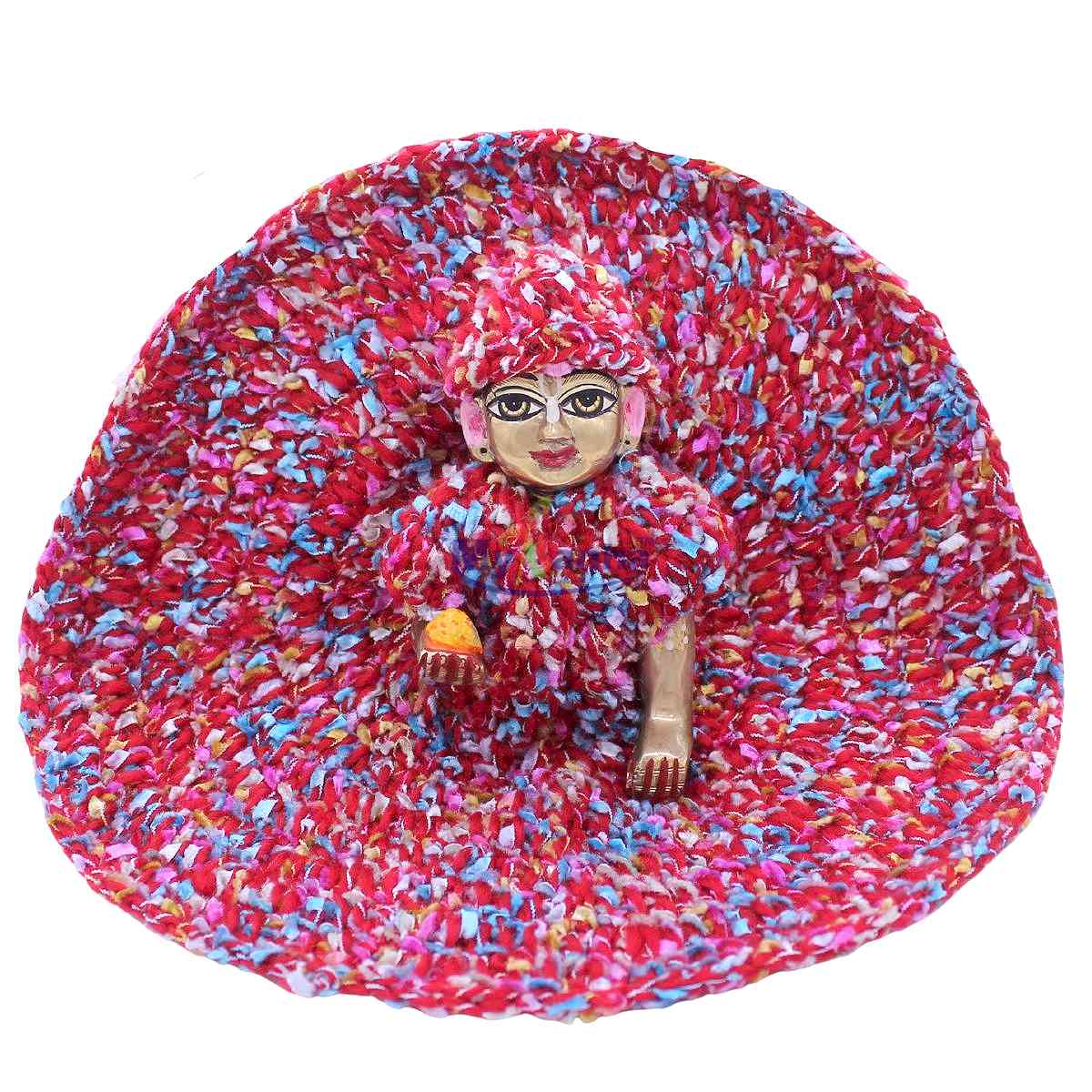 Multicolor Red base Woollen dress For Laddu Gopal ji