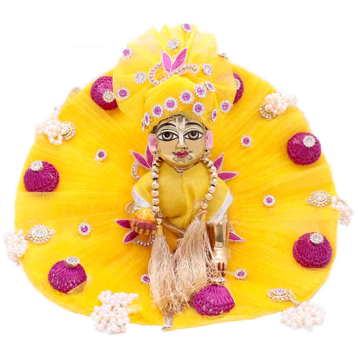 Decorated yellow dress for Laddu Gopal Ji (Full Set)