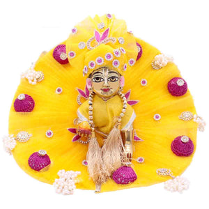 Decorated yellow dress for Laddu Gopal Ji (Full Set)