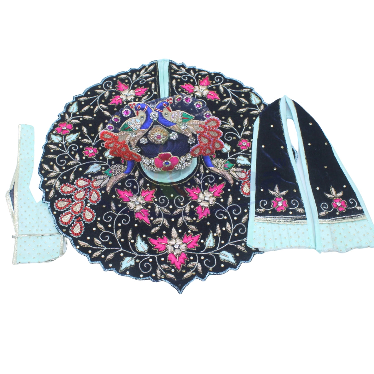 Navy blue Embroidered & Peacock design heavy janmashtami poshak for Laddu Gopal ji