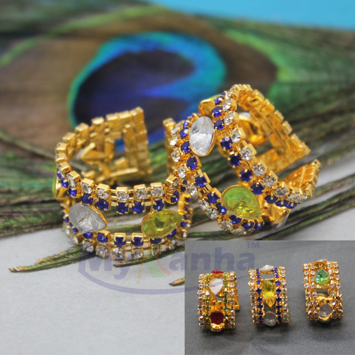 Tilak shape stone decorated kangan for idols (Multicolor)