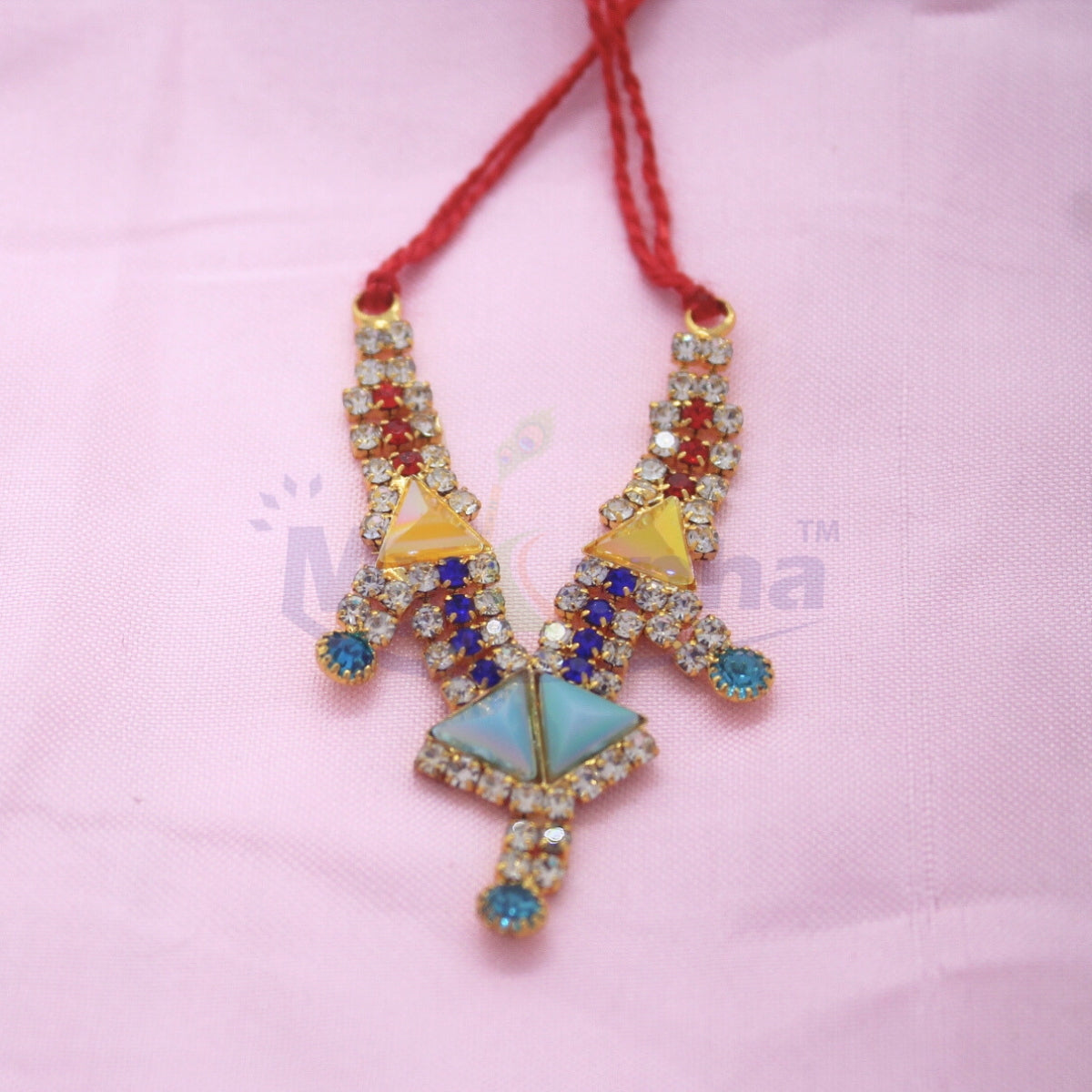Multicolor stone decorate heavy haar for idols  (Random color)